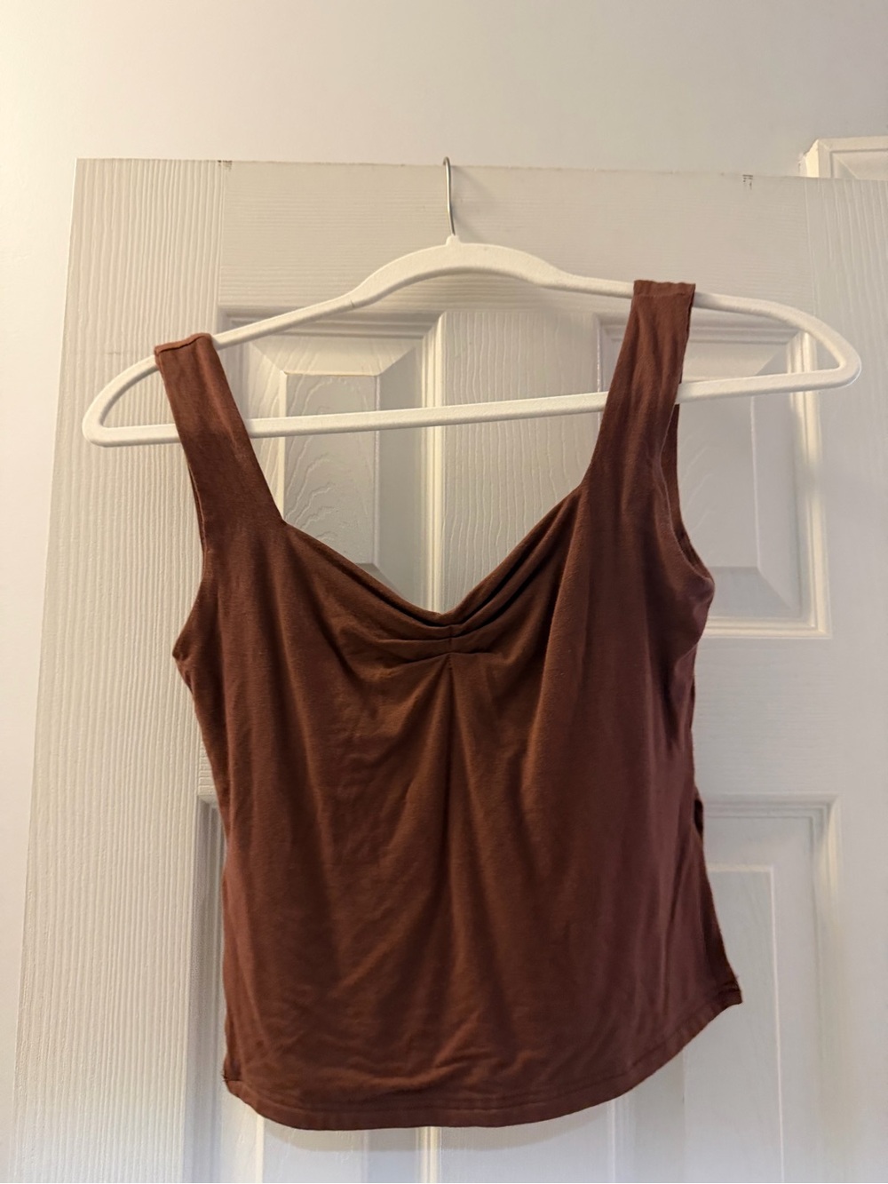 Amazon Brown Draped Front Tank Top